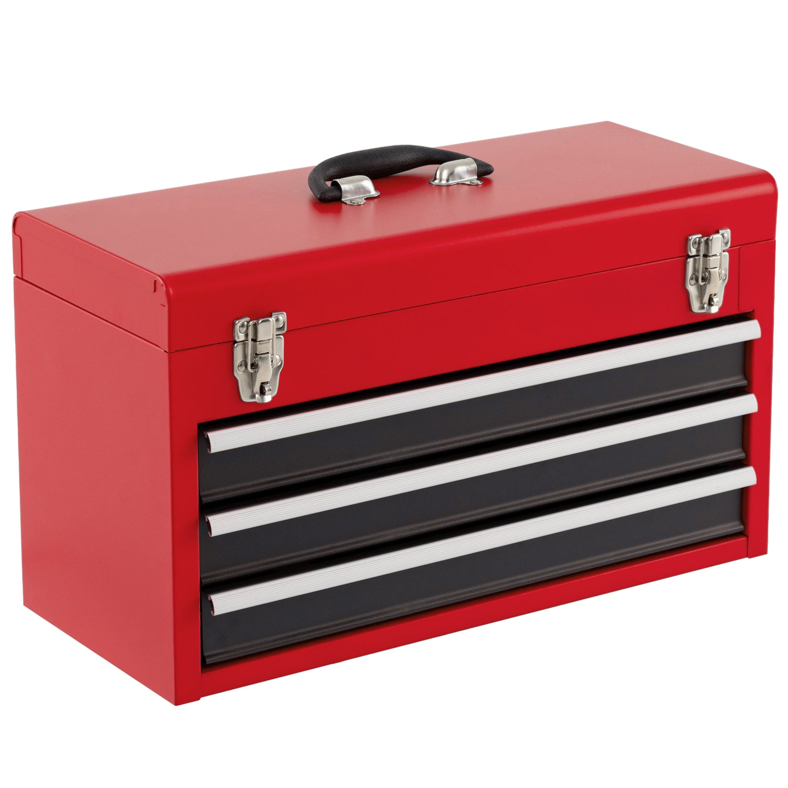 Portable Garage Mechanic Tool Cabinet Box with 3 Drawers-Black & Red - Black & Red