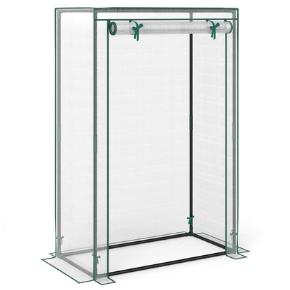 Portable Mini Greenhouse with Roll-Up Zippered Door-White