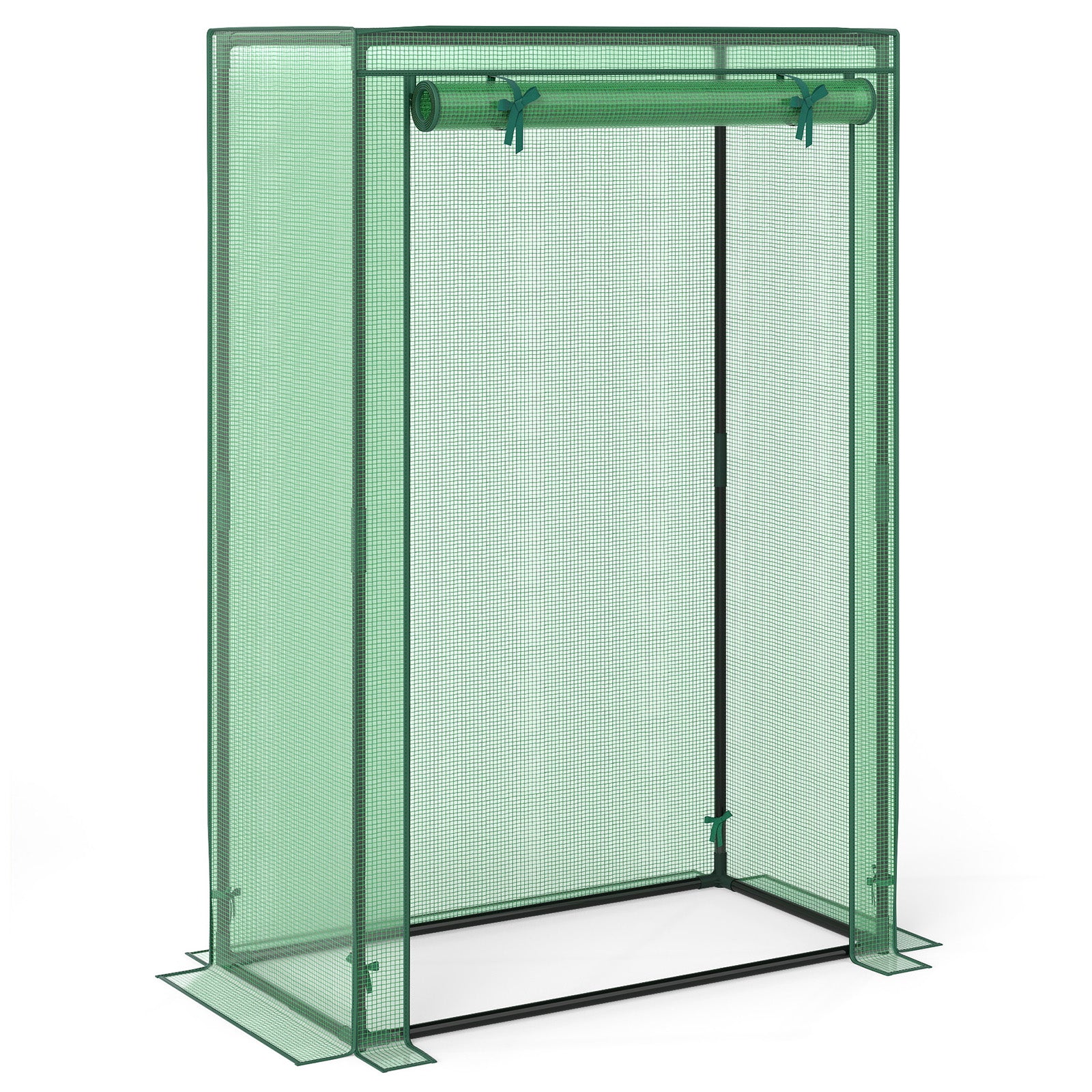 Portable Mini Greenhouse with Roll-Up Zippered Door-Green
