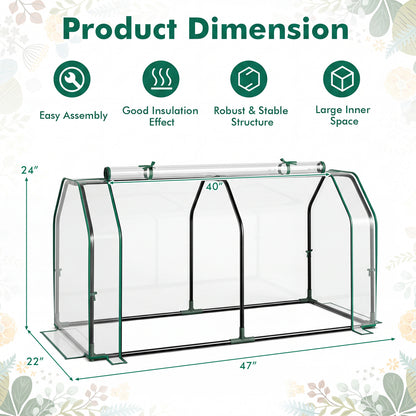Portable Mini Greenhouse with PE Cover and Zippered Door