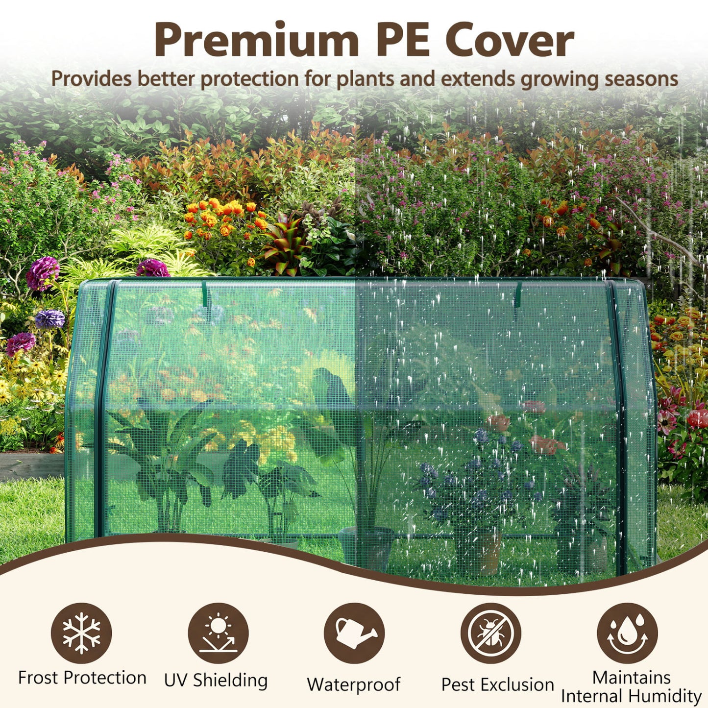 Portable Mini Greenhouse with PE Cover and Roll-Up Door