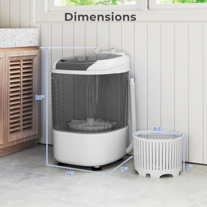 Portable Mini Semi-automatic Washing Machine with Spin Tub and Drain Hose 2.5 kg Capacity-Blue - Gray