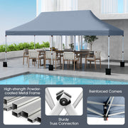 10 X 20 FT Pop up Canopy Tent Foldable Portable Outdoor Gazebo with Carry Bag-Gray
