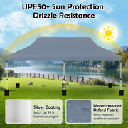 10 X 20 FT Pop up Canopy Tent Foldable Portable Outdoor Gazebo with Carry Bag-Gray