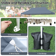 10 X 20 FT Pop up Canopy Tent Foldable Portable Outdoor Gazebo with Carry Bag-Gray
