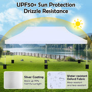 10 X 20 FT Pop up Canopy Tent Foldable Portable Outdoor Gazebo with Carry Bag-White