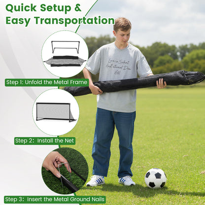 Portable POP Up Toddler Soccer Net with Metal Frame-L