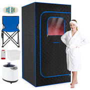 Portable Steam Sauna Box with 3L/1200W Fast-Heat Steamer and 15-Level Temperature-Blue