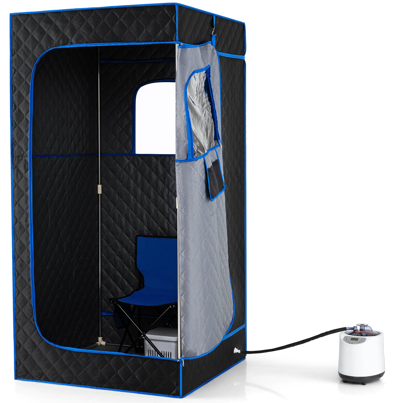 Portable Steam Sauna Box with 3L/1200W Fast-Heat Steamer and 15-Level Temperature-Blue