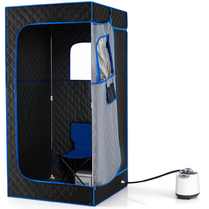 Portable Steam Sauna Box with 3L/1200W Fast-Heat Steamer and 15-Level Temperature-Blue