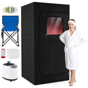 Portable Steam Sauna Box with 3L/1200W Fast-Heat Steamer and 15-Level Temperature-Black