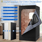 Portable Steam Sauna Box with 3L/1200W Fast-Heat Steamer and 15-Level Temperature-Black