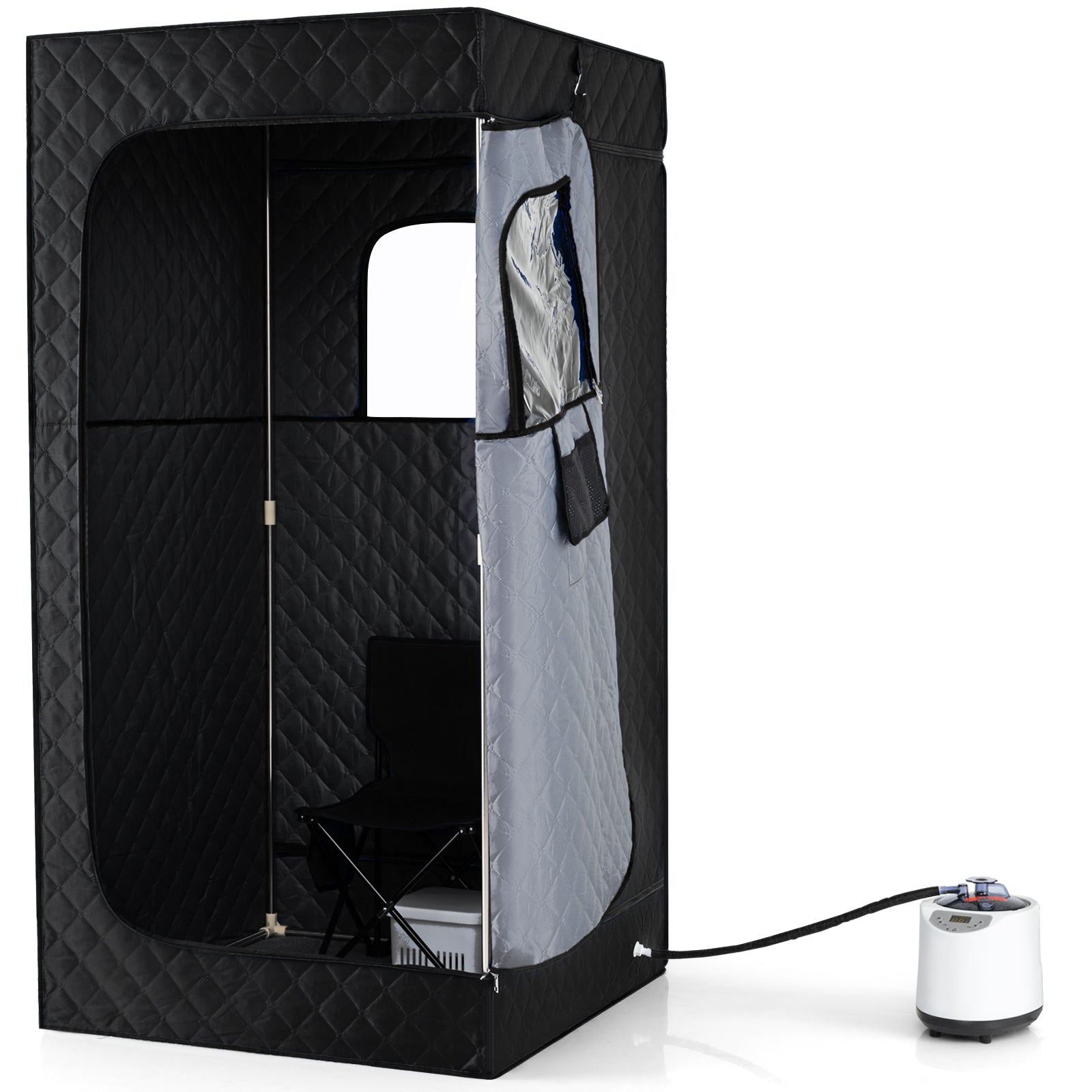 Portable Steam Sauna Box with 3L/1200W Fast-Heat Steamer and 15-Level Temperature-Black
