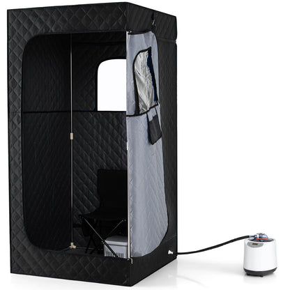 Portable Steam Sauna Box with 3L/1200W Fast-Heat Steamer and 15-Level Temperature-Black