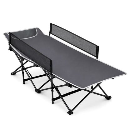 Portable Folding Camping Cot with Guardrail - 330 lbs Capacity
