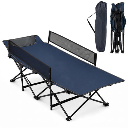 Portable Folding Camping Cot with Guardrail - 330 lbs Capacity