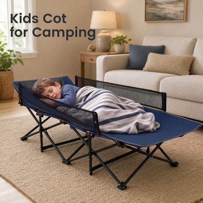 Portable Folding Camping Cot with Guardrail - 330 lbs Capacity