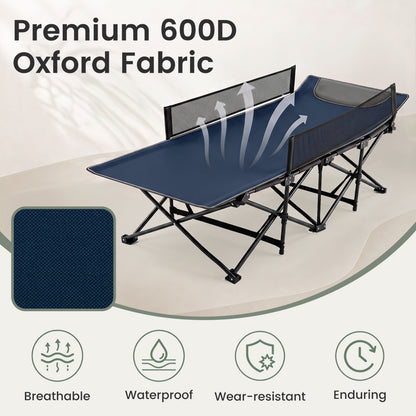 Portable Folding Camping Cot with Guardrail - 330 lbs Capacity