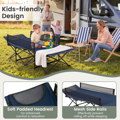 Portable Folding Camping Cot with Guardrail - 330 lbs Capacity