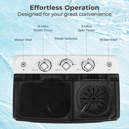 Portable Washing Machine with Built-in Drain Pump-Black