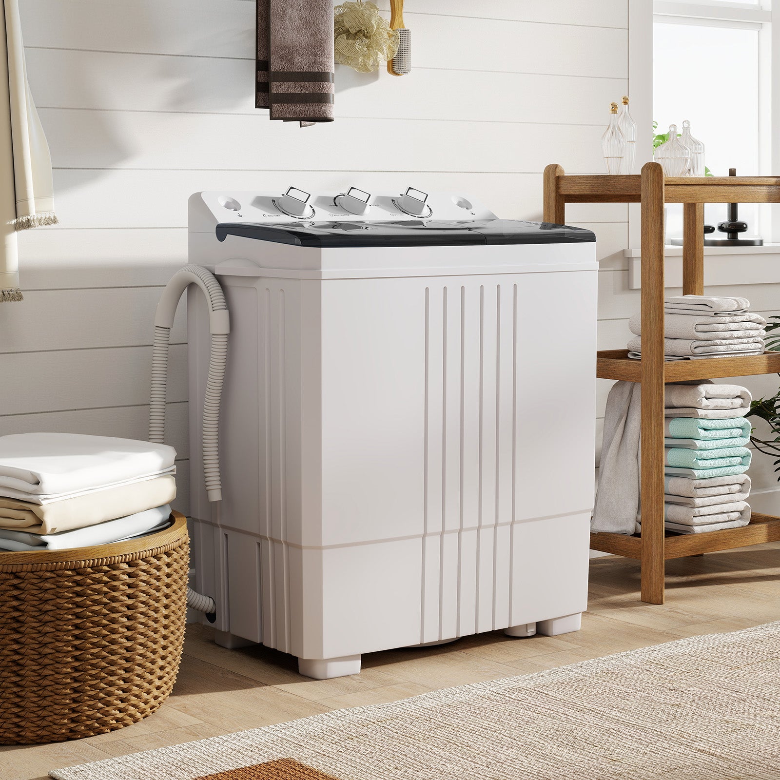 Portable Washing Machine with Built-in Drain Pump-Black