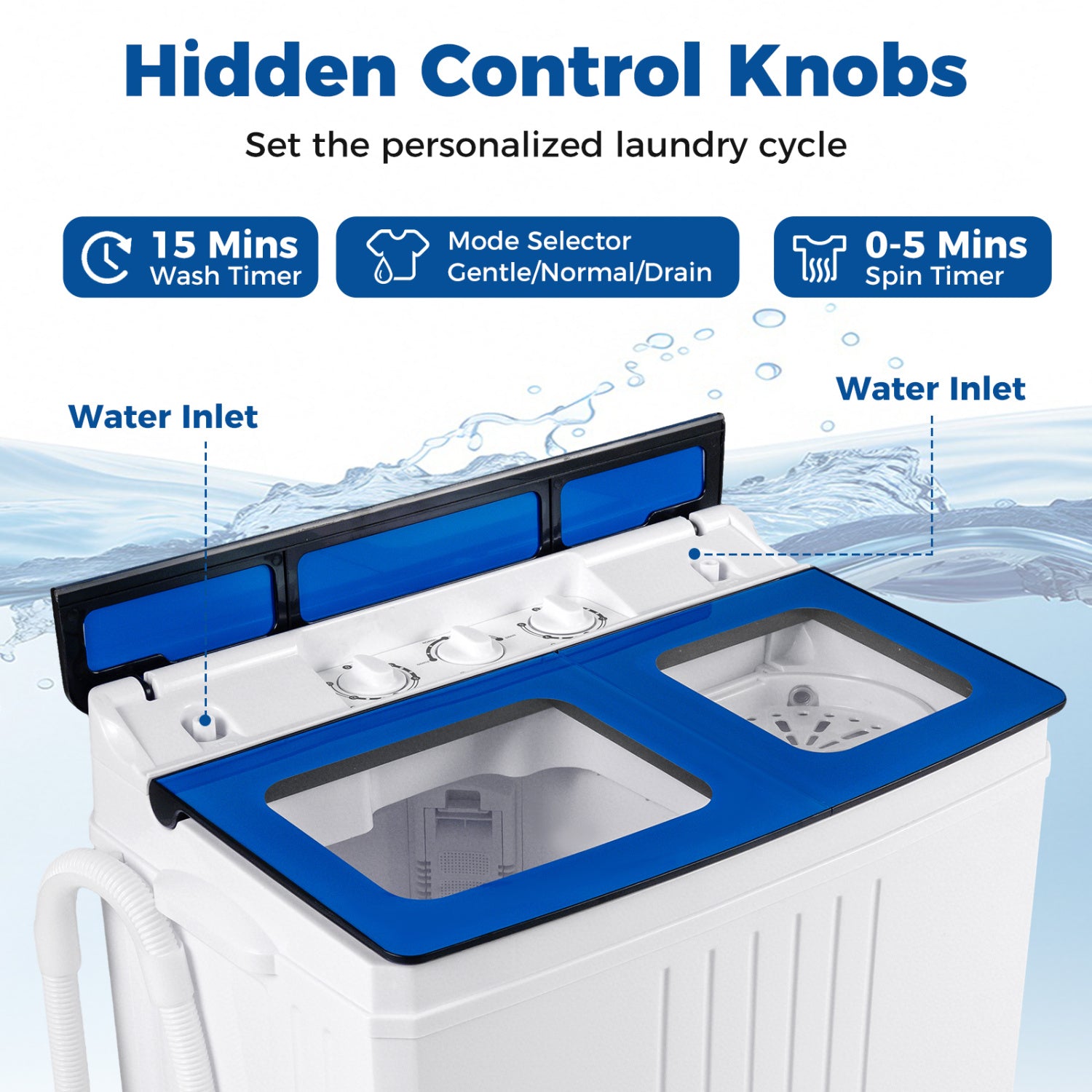 Portable Washing Machine 18 lbs Mini Laundry Machine with 11 LBS Washer-Blue