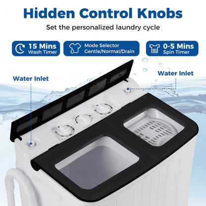 Portable Washing Machine 18 lbs Mini Laundry Machine with 11 LBS Washer-Black