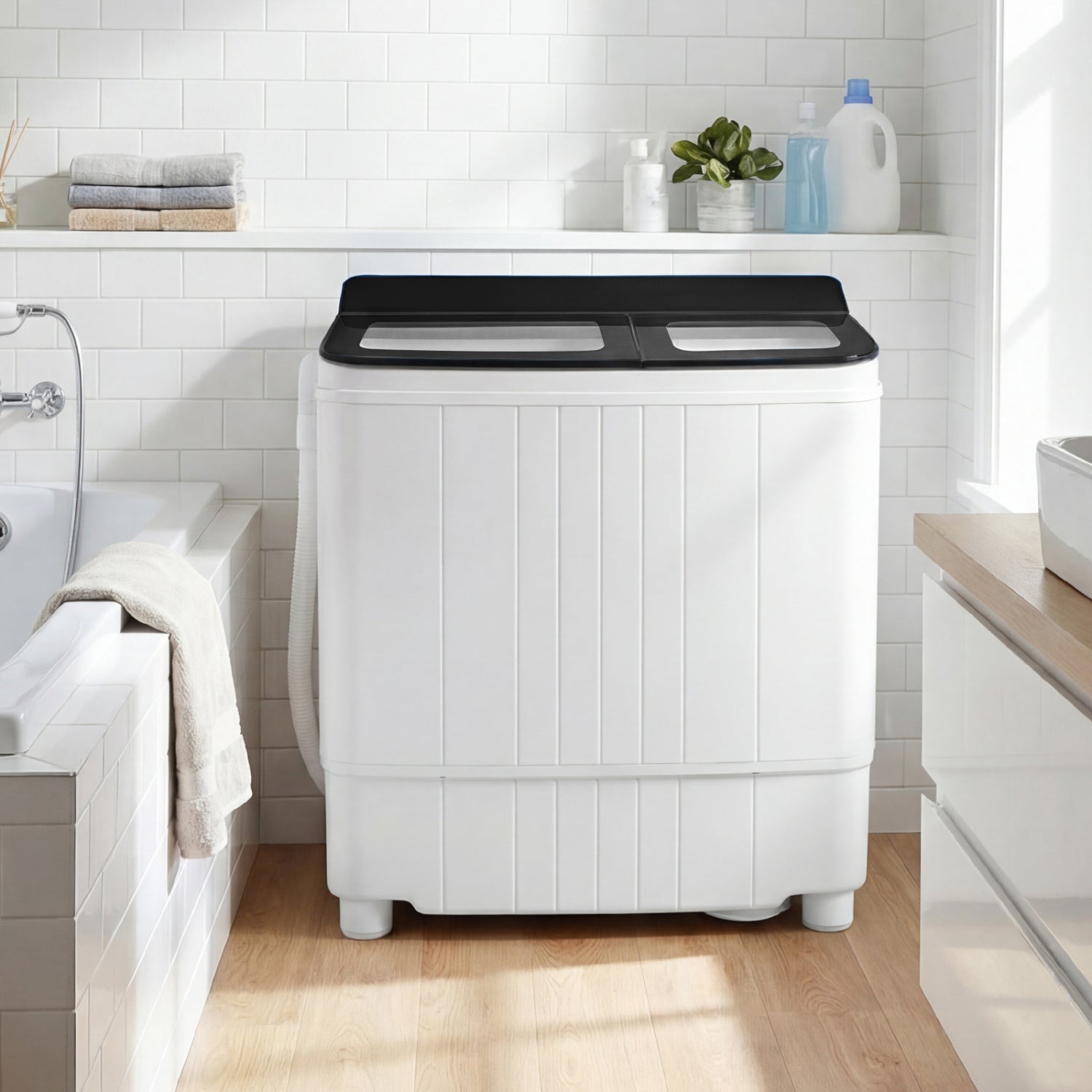 Portable Washing Machine 18 lbs Mini Laundry Machine with 11 LBS Washer-Black