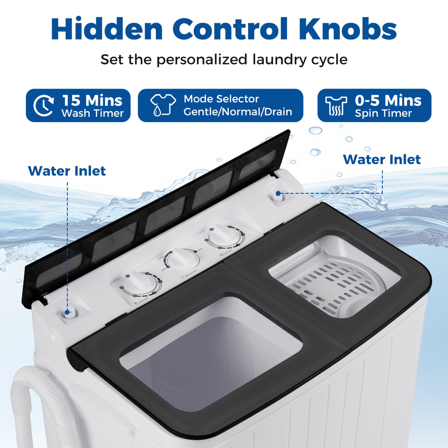 Portable Washing Machine 18 lbs Mini Laundry Machine with 11 LBS Washer-Grey
