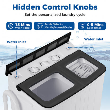Portable Washing Machine 18 lbs Mini Laundry Machine with 11 LBS Washer-Grey