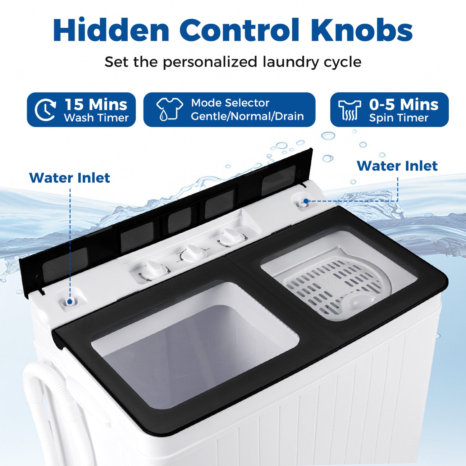 Portable Washing Machine with 18 LBS Washer and 8 LBS Spinner Combo-Black