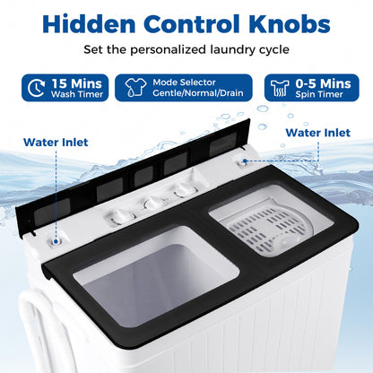 Portable Washing Machine with 18 LBS Washer and 8 LBS Spinner Combo-Black