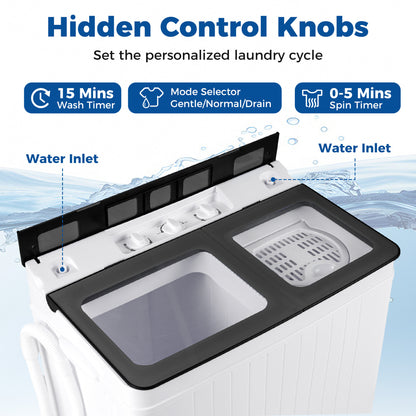 Portable Washing Machine with 18 LBS Washer and 8 LBS Spinner Combo-Gray