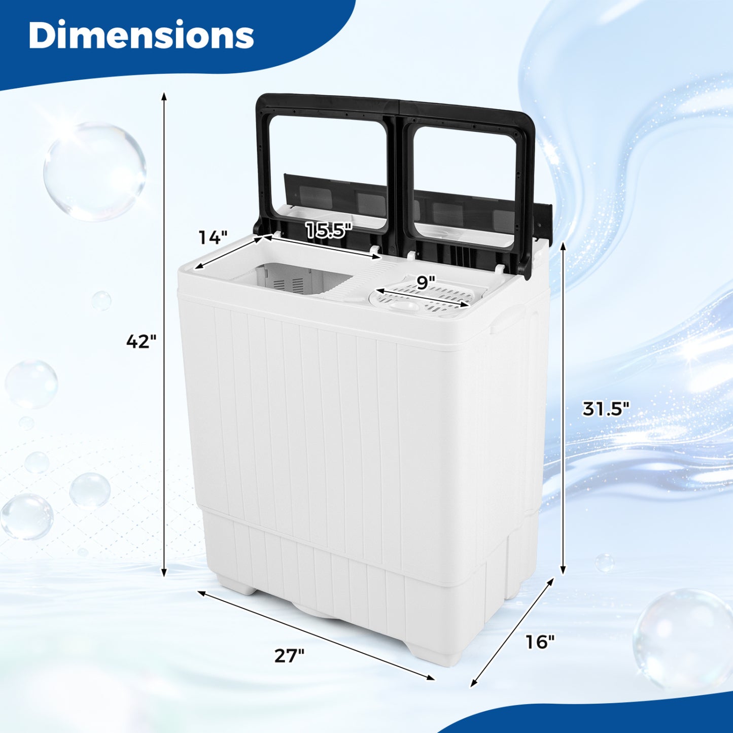 Portable Washing Machine with 18 LBS Washer and 8 LBS Spinner Combo-Gray