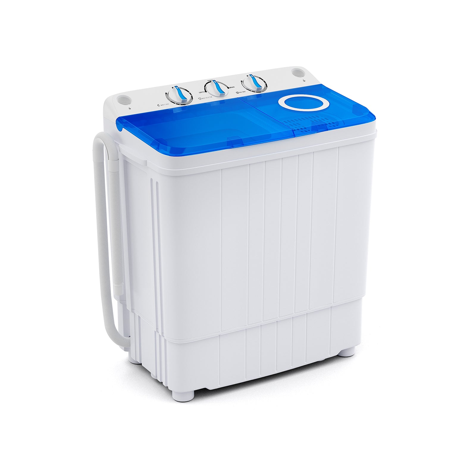 17.6 lbs Portable Washing Machine with Drain Pump-Black - Blue