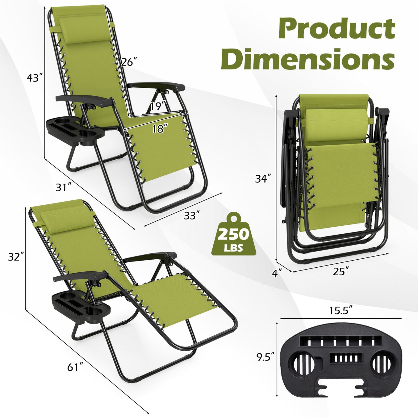 Zero Gravity Recliner Chair with Cup Holder and Pillow