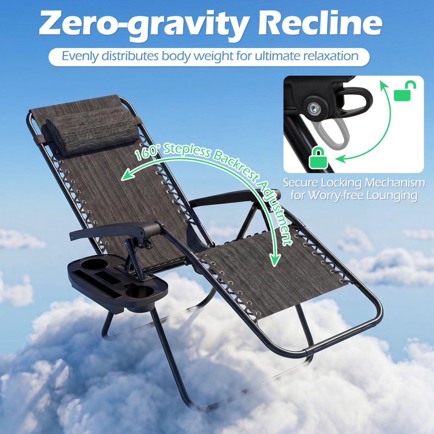 Zero Gravity Recliner Chair with Cup Holder and Pillow