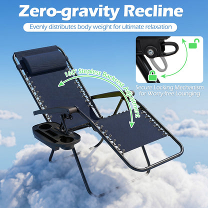 Zero Gravity Lounge Chairs Set of 2 with Cup Holders