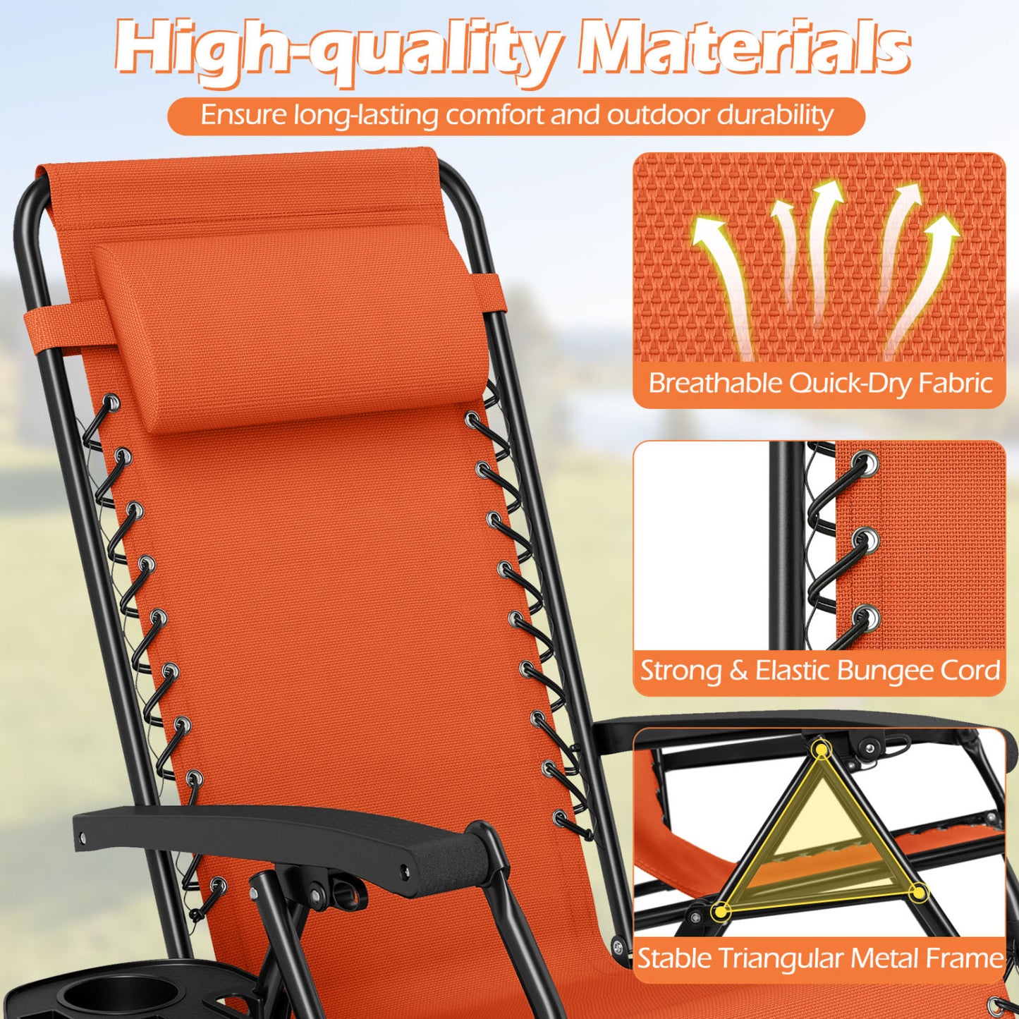 Zero Gravity Recliner Chair with Cup Holder and Pillow