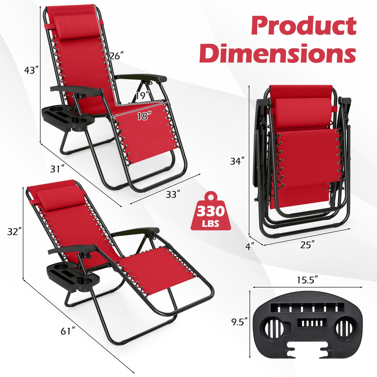 Zero Gravity Recliner Chair with Cup Holder and Pillow