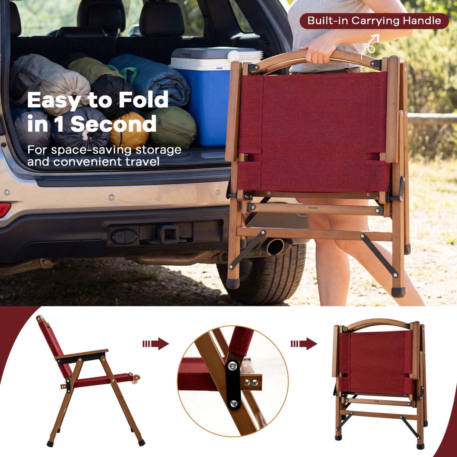 Portable and Lightweight Folding Camping Chair for Patio Picnic Leisure Fishing Travel Beach