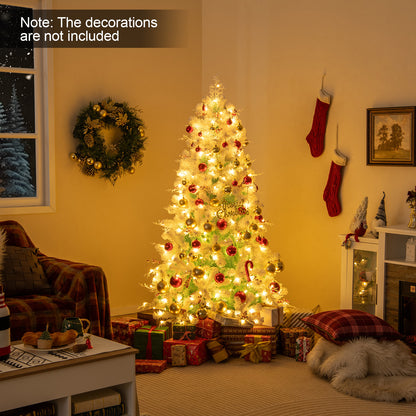 Pre-Lit Artificial Christmas Tree with Snow Flocked Branch Tips-S