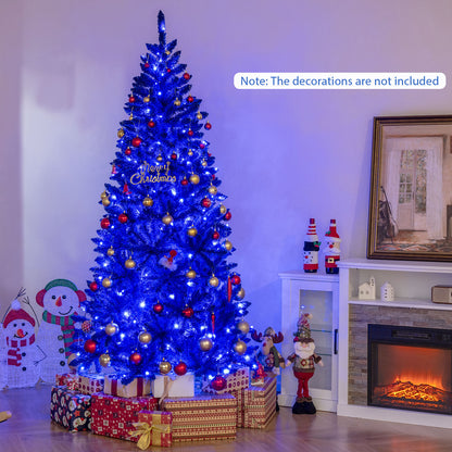 Pre-Lit Artificial Christmas Tree with 340 Blue LED Lights and 3 Modes-7 ft