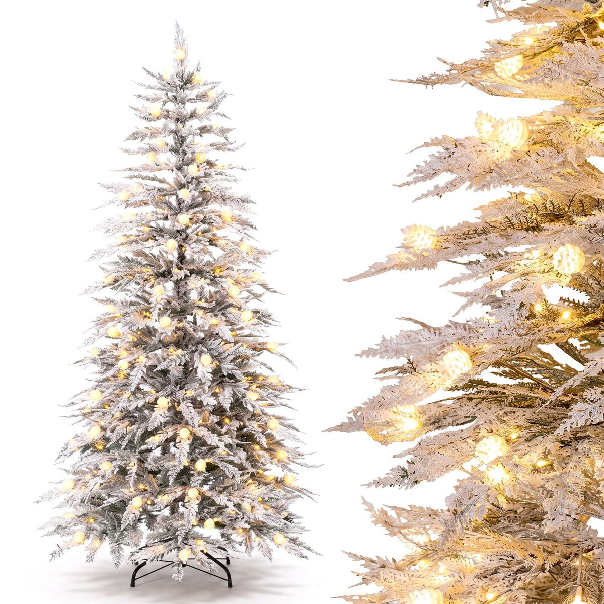 Pre-Lit Artificial Christmas Tree with 280/350/440 Warm White LED Lights and 8-Mode