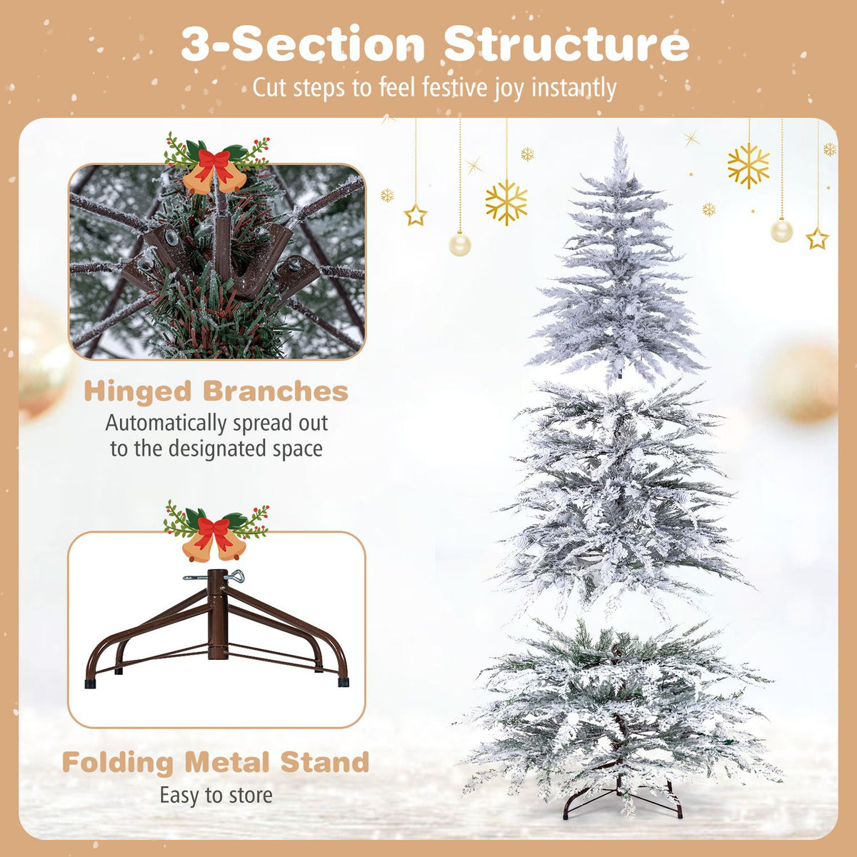 Pre-Lit Artificial Christmas Tree with 280/350/440 Warm White LED Lights and 8-Mode