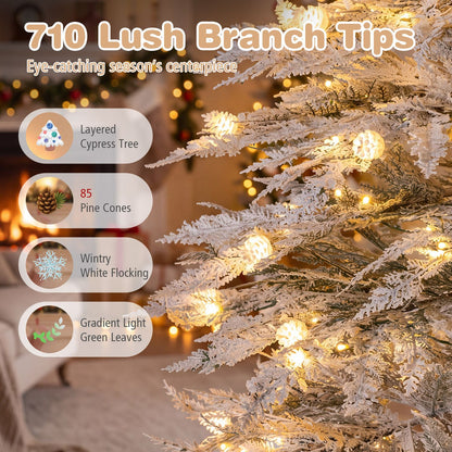 Pre-Lit Artificial Christmas Tree with 280/350/440 Warm White LED Lights and 8-Mode