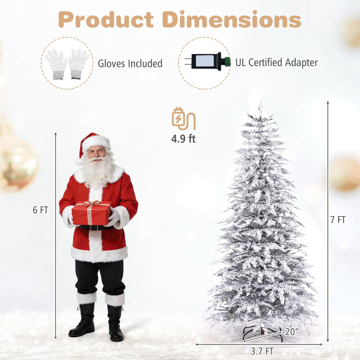 Pre-Lit Artificial Christmas Tree with 280/350/440 Warm White LED Lights and 8-Mode
