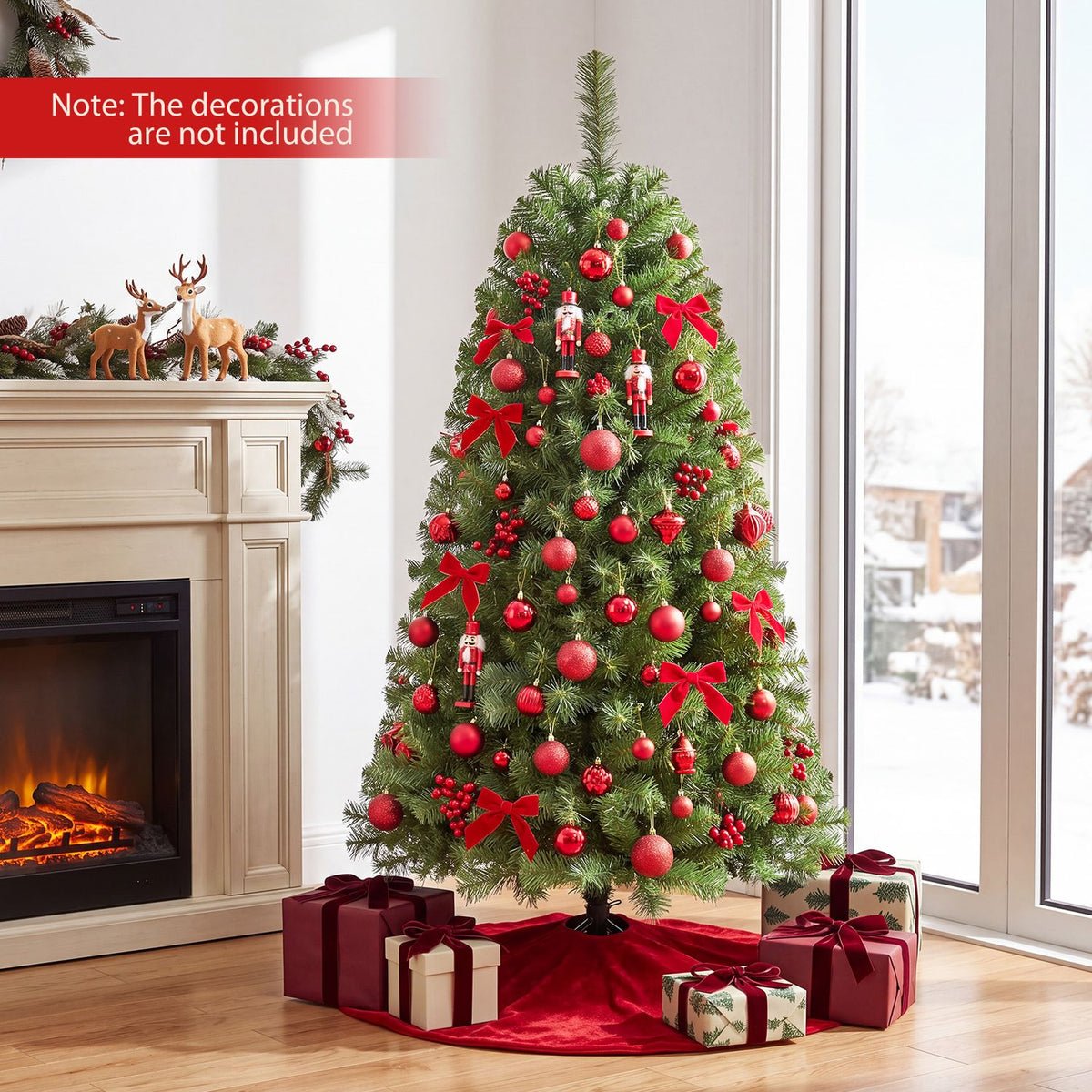 Pre-Lit Artificial Christmas Tree with 200/500 Warm White LED Lights-S