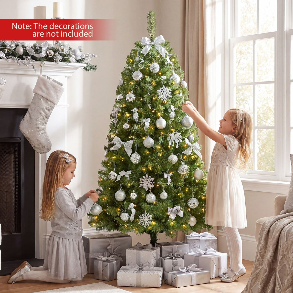 Pre-Lit Artificial Christmas Tree with 200/500 Warm White LED Lights-S