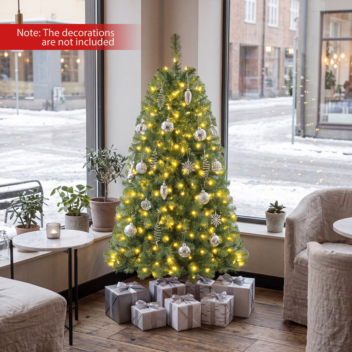 Pre-Lit Artificial Christmas Tree with 200/500 Warm White LED Lights-S